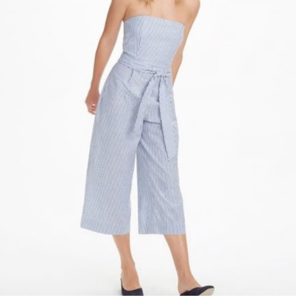 Club Monaco strapless Blue and White Striped Jumpsuit | size 8